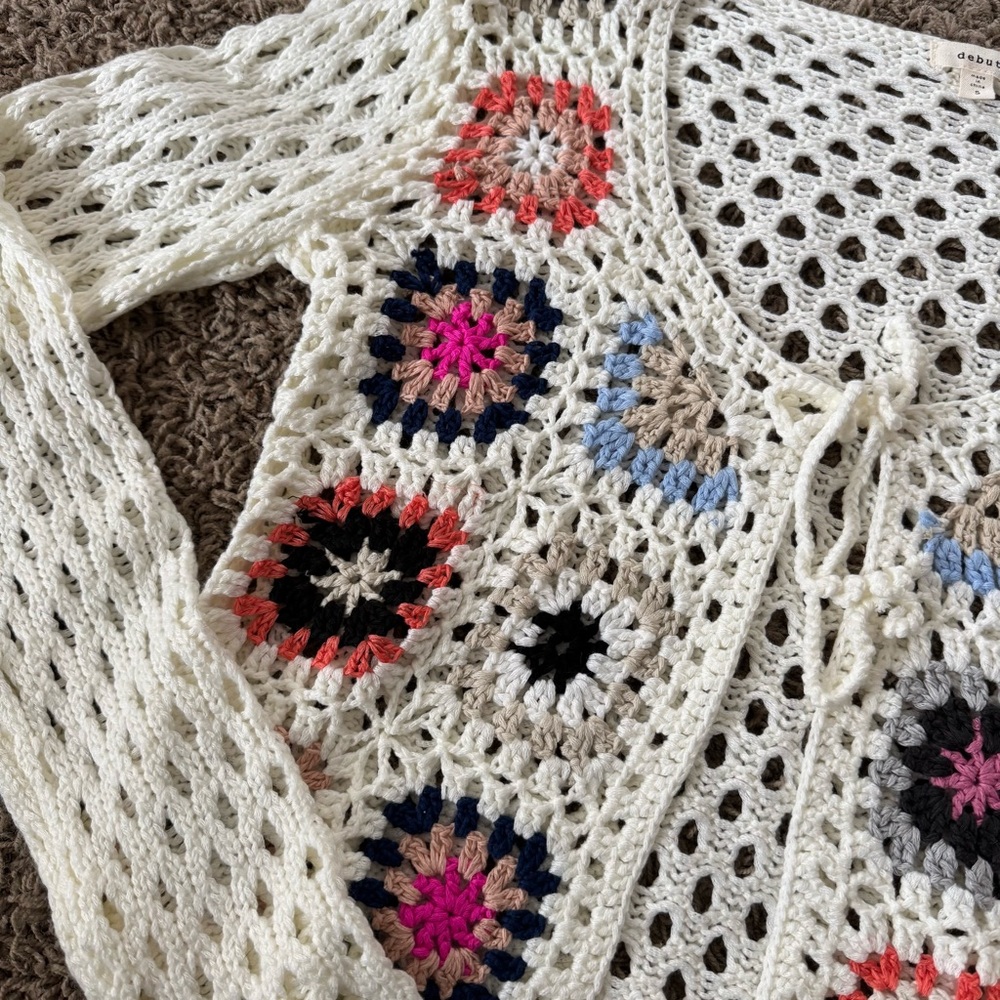 NWOT Debut Crochet Patterned Women's Sweater size small - Picture 4 of 6